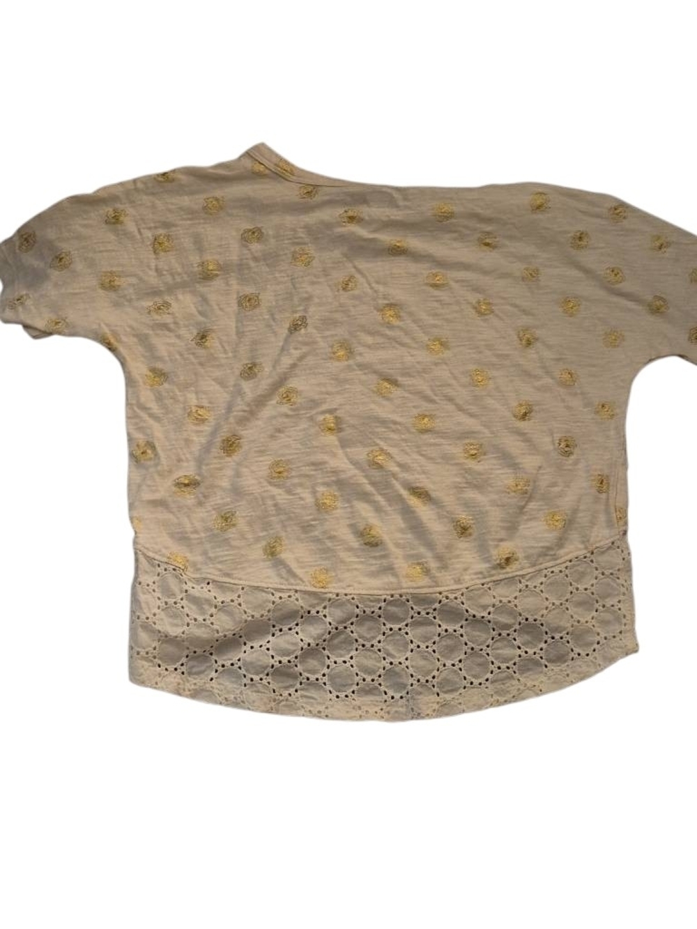 Old Navy Cream Kids Tee with Gold Dot Print and Eyelet Hem